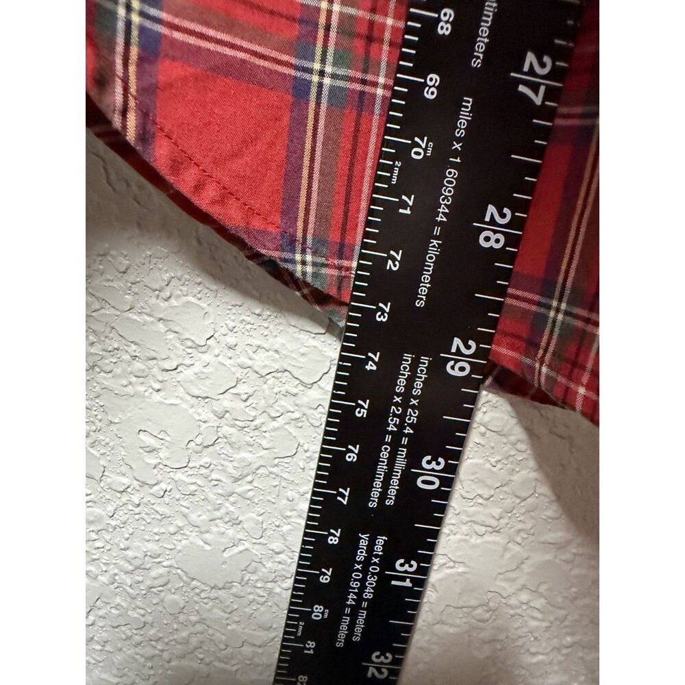 Ralph Lauren Plaid Button Down Shirt 6 Red Green Tartan Gold Crest Embroidered - Picture 8 of 8